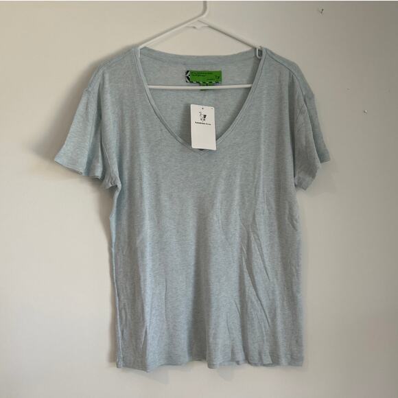 NWT Free People Sandrine Rose V-Neck T-Shirt – Light Blue/Gray – Women’s Small - Picture 1 of 6